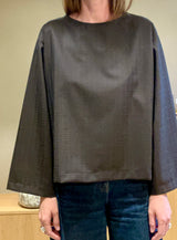 Fiona long sleeve top - Brown check structure